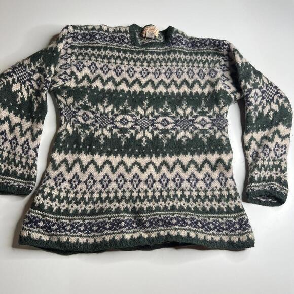 Vintage Abercrombie & Fitch 100% Wool Sweater Fair Isle 90s Made in Hong Kong L - Picture 1 of 6